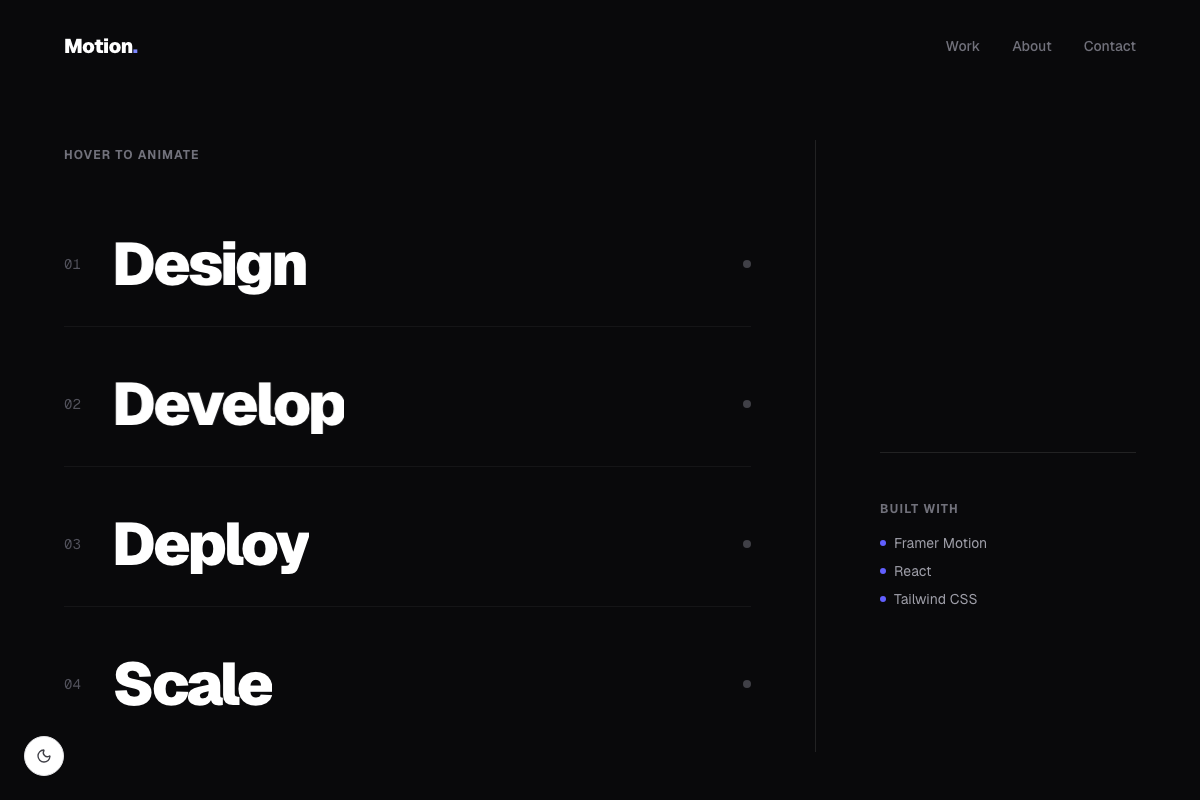 Hover Text Animation Header