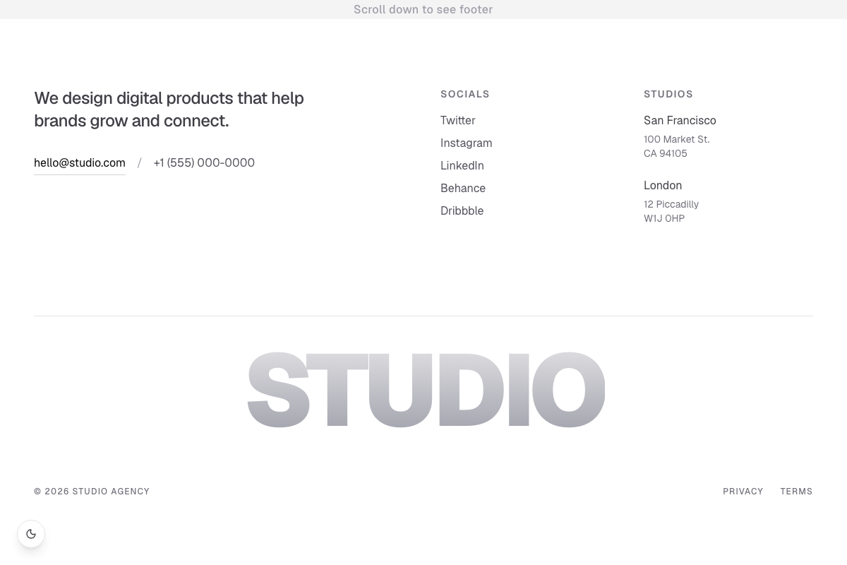 Minimal Studio Footer