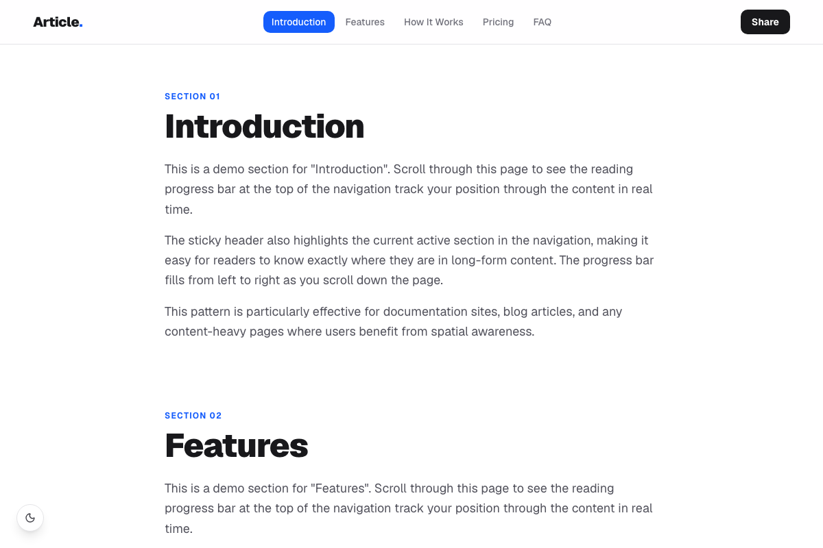 Scrolling Progress Header