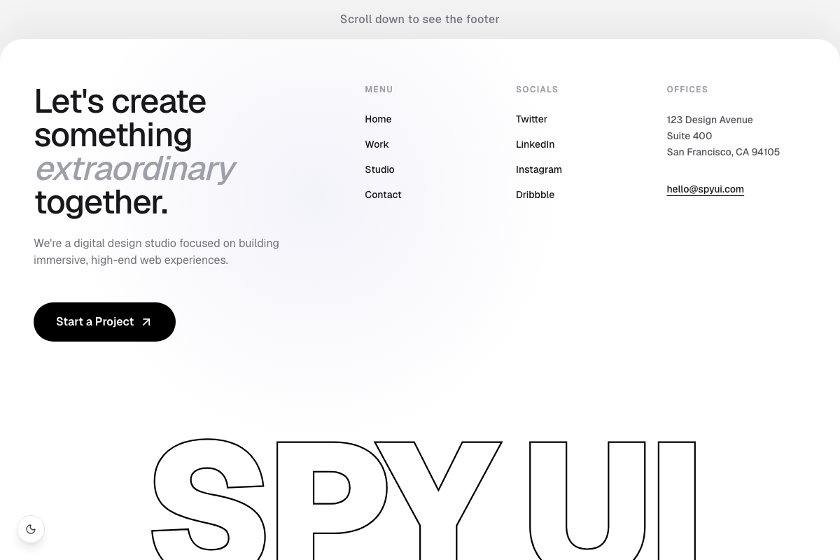 Tall Typography Footer