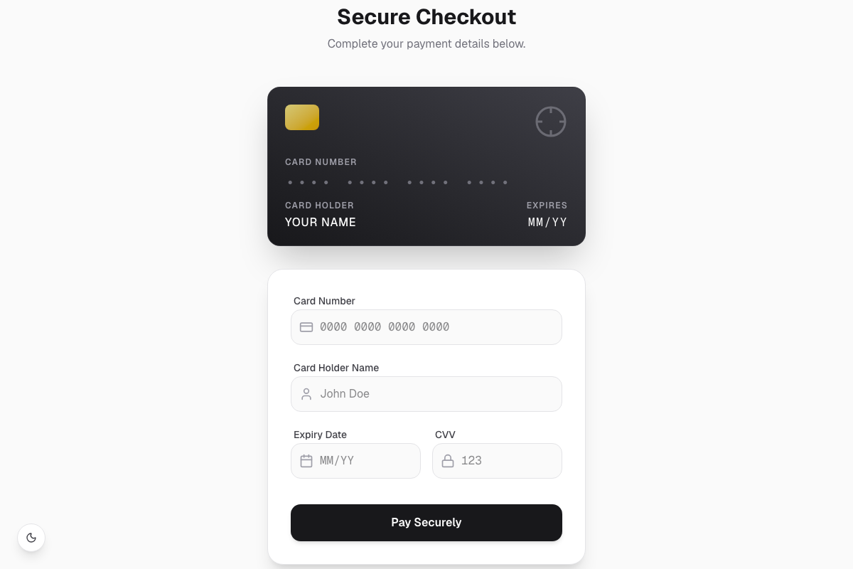 Interactive 3D Credit Card Form