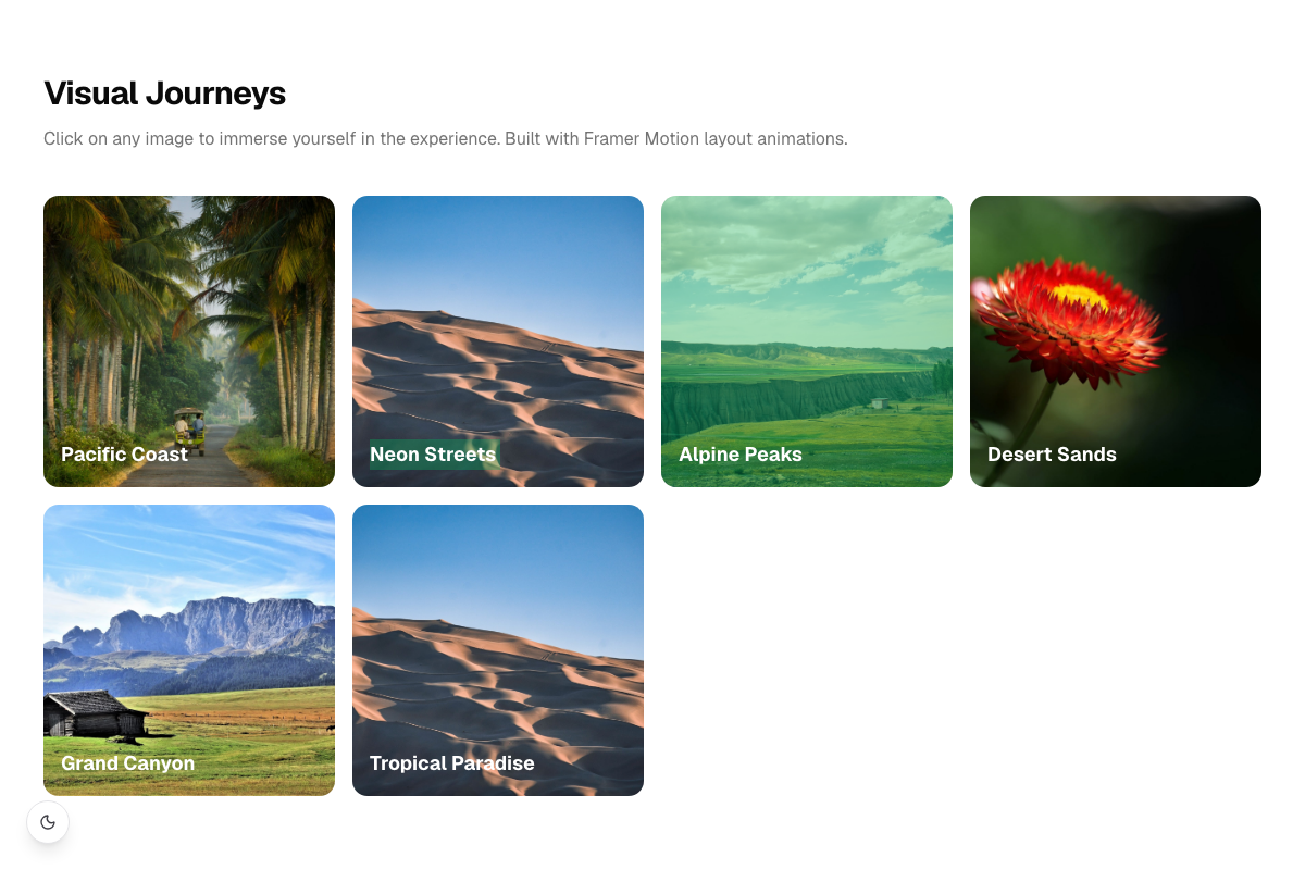 Morphing Dialog Gallery