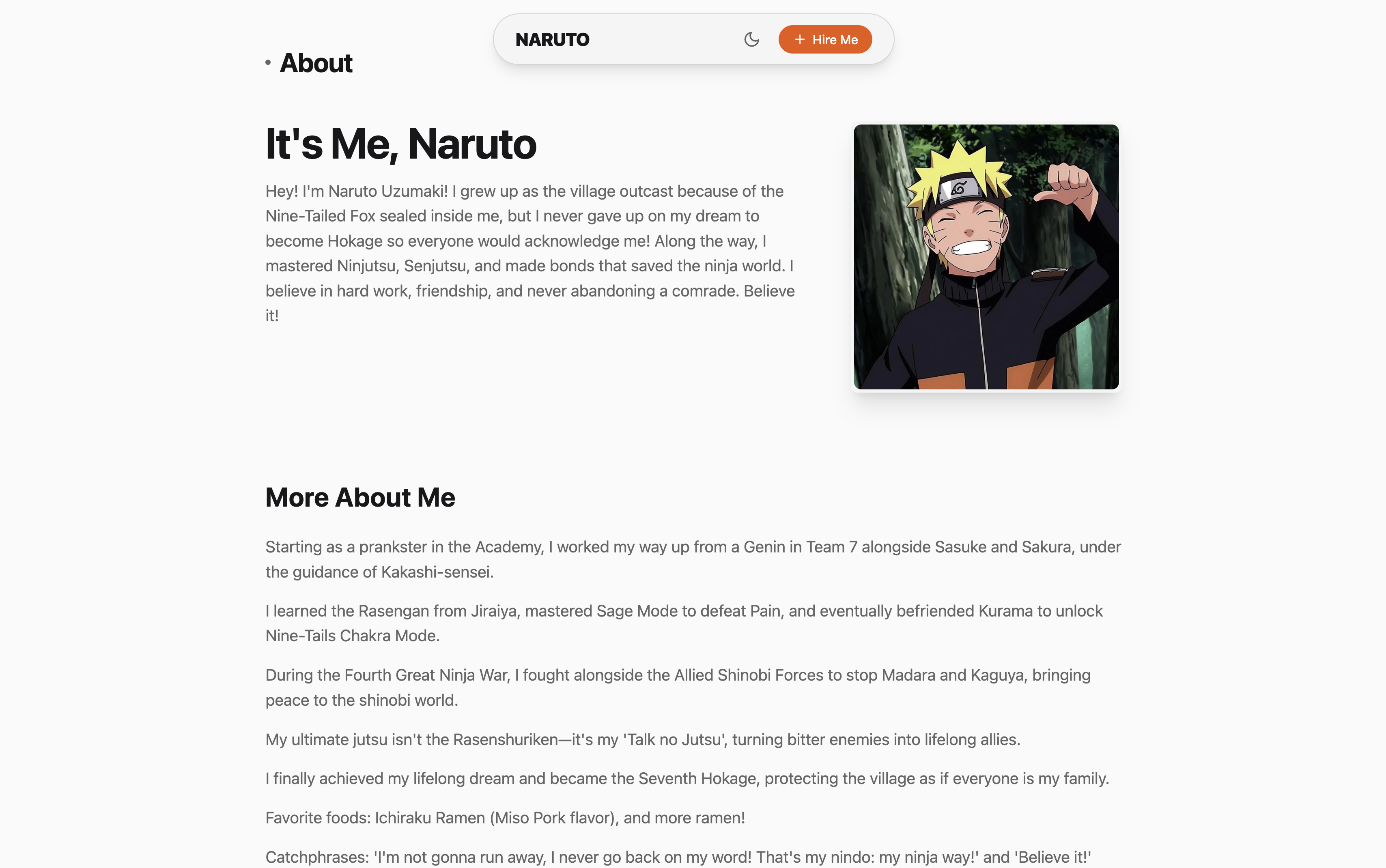 Naruto - Anime Themed Developer Portfolio Preview 3